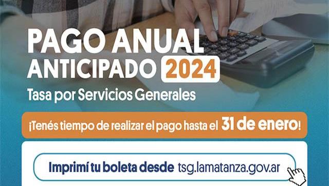 Tasa por Servicios Generales: Pago anual anticipado 2024